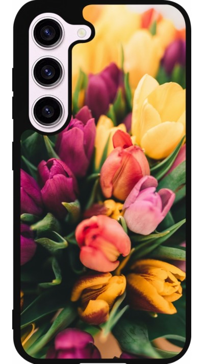 Samsung Galaxy S23 Case Hülle - Silikon schwarz Bouquet of tulips Spring 2026