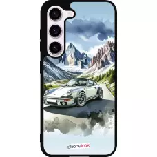 Coque Samsung Galaxy S23 FE - Silicone rigide noir Porsche 911 Mountain Watercolor