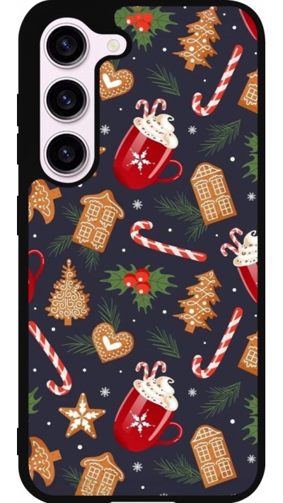 Samsung Galaxy S23 FE Case Hülle - Silikon schwarz Christmas 25 Pattern Gingerbread House