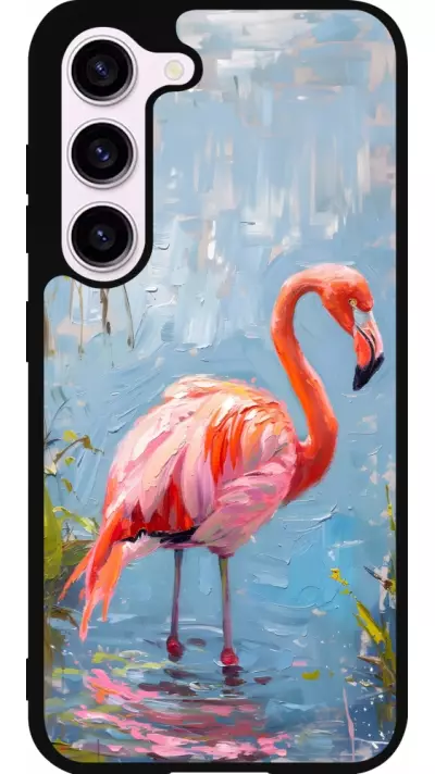 Coque Samsung Galaxy S23 FE - Silicone rigide noir Paint Flamingo