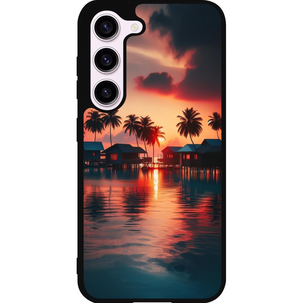 Coque Samsung Galaxy S23 FE - Silicone rigide noir Paradis Maldives