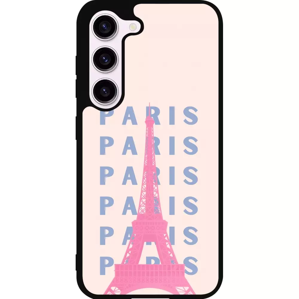 Coque Samsung Galaxy S23 FE - Silicone rigide noir Paris Pink Print