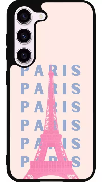Coque Samsung Galaxy S23 FE - Silicone rigide noir Paris Pink Print
