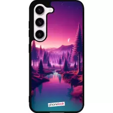 Coque Samsung Galaxy S23 FE - Silicone rigide noir Paysage Violet-Rose