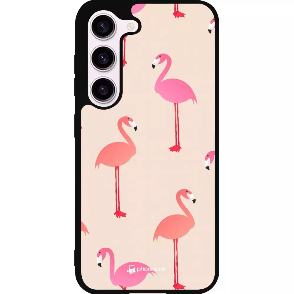 Coque Samsung Galaxy S23 FE - Silicone rigide noir Pink Flamingos Pattern