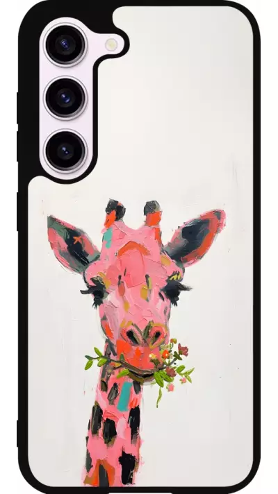Coque Samsung Galaxy S23 FE - Silicone rigide noir Pink Girafe Paint