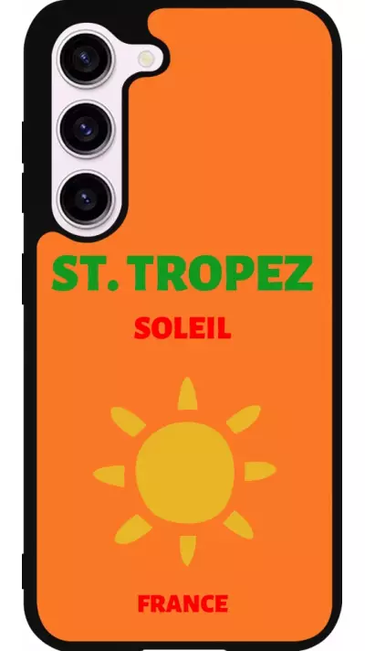 Coque Samsung Galaxy S23 FE - Silicone rigide noir Pop Summer Destination St-Tropez