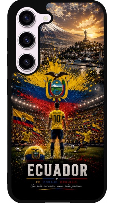Coque Samsung Galaxy S23 FE - Silicone rigide noir Football Équateur splash 2026