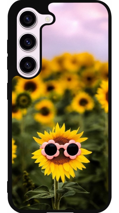 Samsung Galaxy S23 FE Case Hülle - Silikon schwarz Sunflower with glasses Spring 2026