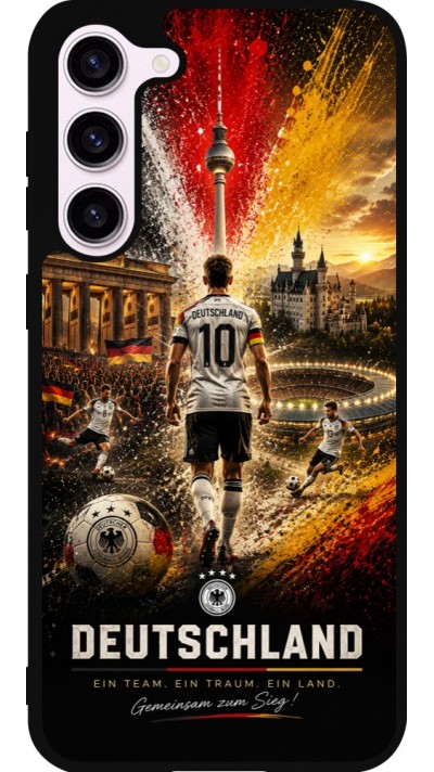 Coque Samsung Galaxy S23+ - Silicone rigide noir Football Allemagne splash 2026