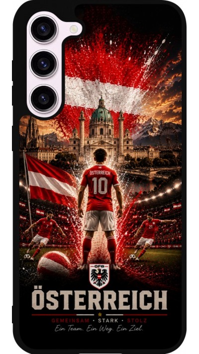 Coque Samsung Galaxy S23+ - Silicone rigide noir Football Autriche splash 2026