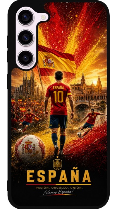 Coque Samsung Galaxy S23+ - Silicone rigide noir Football Espagne splash 2026
