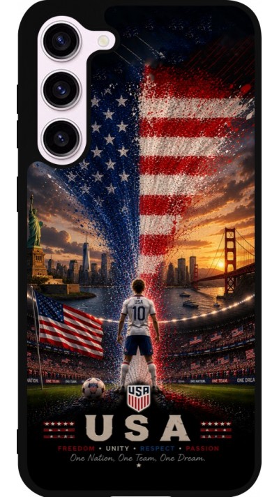 Coque Samsung Galaxy S23+ - Silicone rigide noir Football États-Unis splash 2026