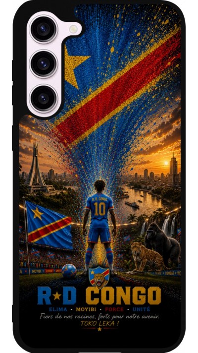 Coque Samsung Galaxy S23+ - Silicone rigide noir Football République démocratique du Congo splash 2026