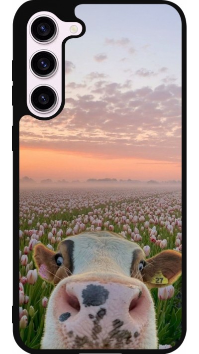 Coque Samsung Galaxy S23+ - Silicone rigide noir Cow with tulips Spring 2026