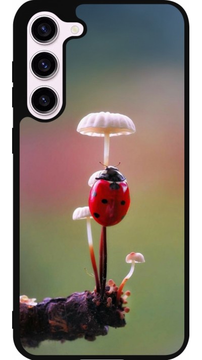 Coque Samsung Galaxy S23+ - Silicone rigide noir Ladybird on a mushroom Spring 2026