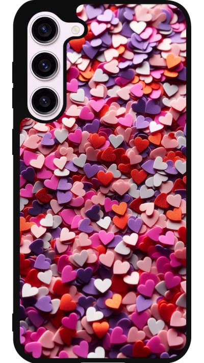 Samsung Galaxy S23+ Case Hülle - Silikon schwarz Valentin 2025 Konfetti