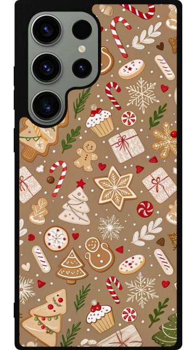 Samsung Galaxy S23 Ultra Case Hülle - Silikon schwarz Christmas 25 Pattern Ginger Cookie