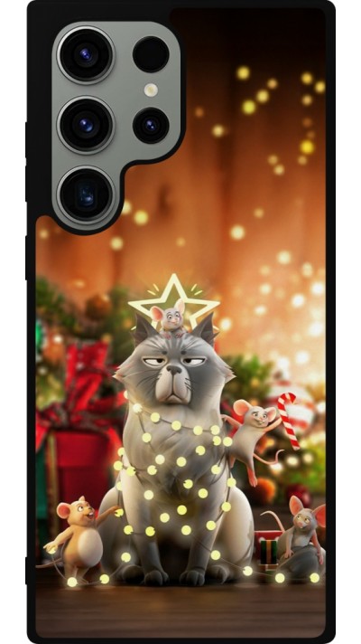 Samsung Galaxy S23 Ultra Case Hülle - Silikon schwarz Christmas 25 Xmas Cat