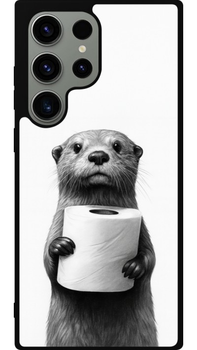 Coque Samsung Galaxy S23 Ultra - Silicone rigide noir Loutre papier de toilette