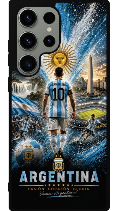 Coque Samsung Galaxy S23 Ultra - Silicone rigide noir Football Argentine splash 2026