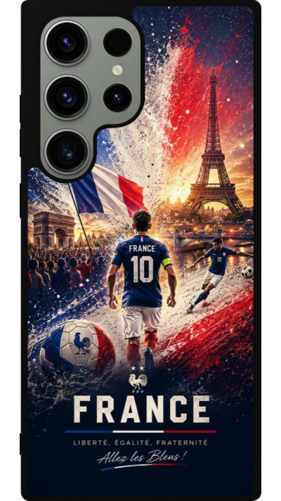 Coque Samsung Galaxy S23 Ultra - Silicone rigide noir Football France splash 2026