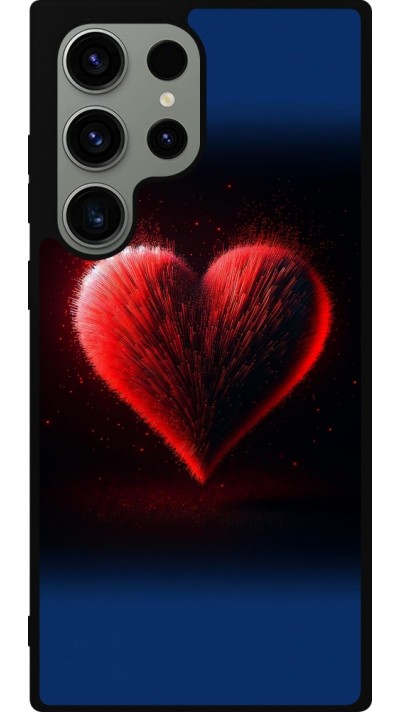 Samsung Galaxy S23 Ultra Case Hülle - Silikon schwarz Valentin 2025 rotes Herz