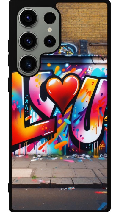 Samsung Galaxy S23 Ultra Case Hülle - Silikon schwarz Valentin 2025 Liebe U Tag