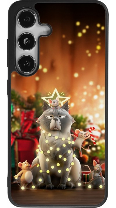 Samsung Galaxy S24 Case Hülle - Silikon schwarz Christmas 25 Xmas Cat