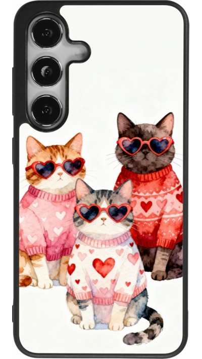Coque Samsung Galaxy S24 - Silicone rigide noir Saint Valentines Day 26 Cat Love