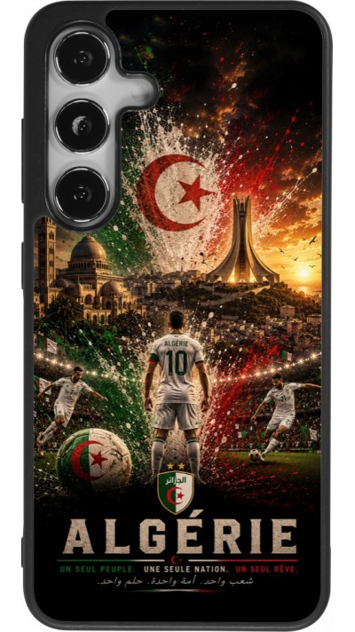 Coque Samsung Galaxy S24 - Silicone rigide noir Football Algérie splash 2026