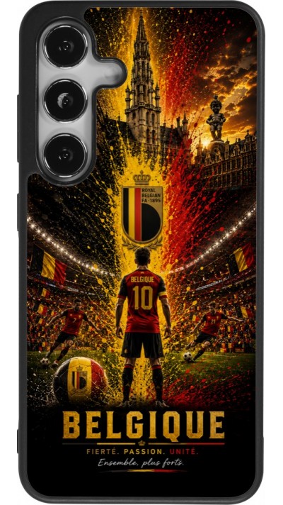 Coque Samsung Galaxy S24 - Silicone rigide noir Football Belgique splash 2026