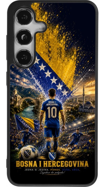 Coque Samsung Galaxy S24 - Silicone rigide noir Football Bosnie-Herzégovine splash 2026
