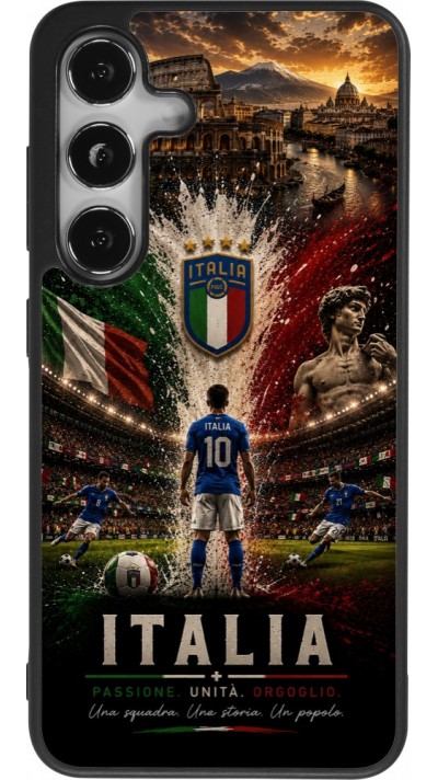 Coque Samsung Galaxy S24 - Silicone rigide noir Football Italie splash 2026