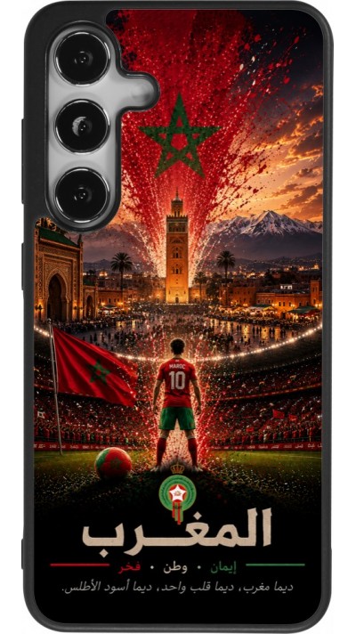 Coque Samsung Galaxy S24 - Silicone rigide noir Football Maroc splash 2026