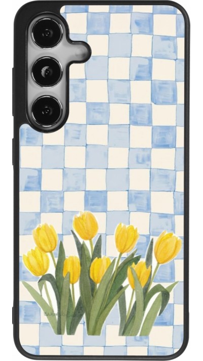 Coque Samsung Galaxy S24 - Silicone rigide noir Blue vichy tulips Spring 2026