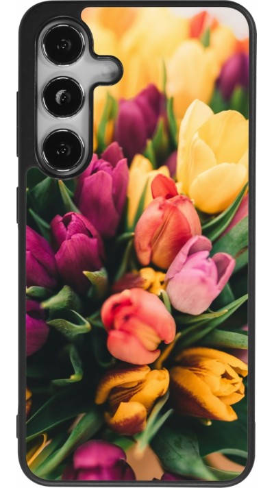 Coque Samsung Galaxy S24 - Silicone rigide noir Bouquet of tulips Spring 2026