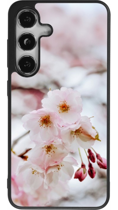 Coque Samsung Galaxy S24 - Silicone rigide noir Cherry tree Spring 2026