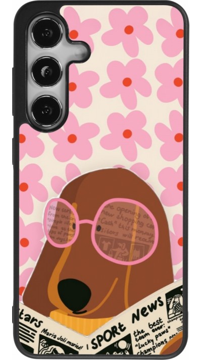 Coque Samsung Galaxy S24 - Silicone rigide noir Dog with newspaper Spring 2026