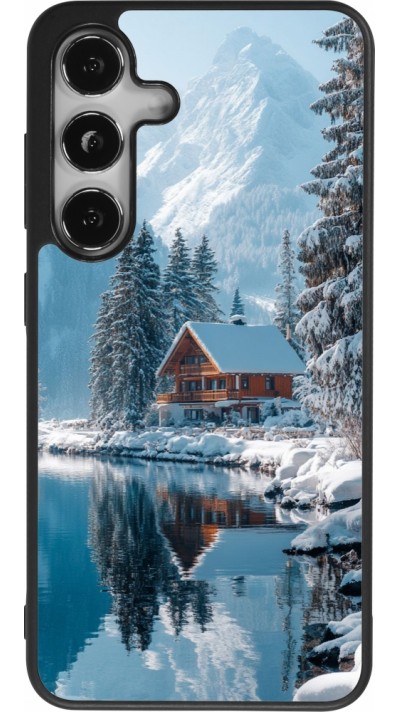 Samsung Galaxy S24 Case Hülle - Silikon schwarz Winter 25 Winter house forest day