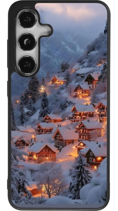 Samsung Galaxy S24 Case Hülle - Silikon schwarz Winter 25 Winter snowy village