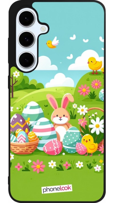 Coque Samsung Galaxy S24 FE - Silicone rigide noir Easter 2025 Green