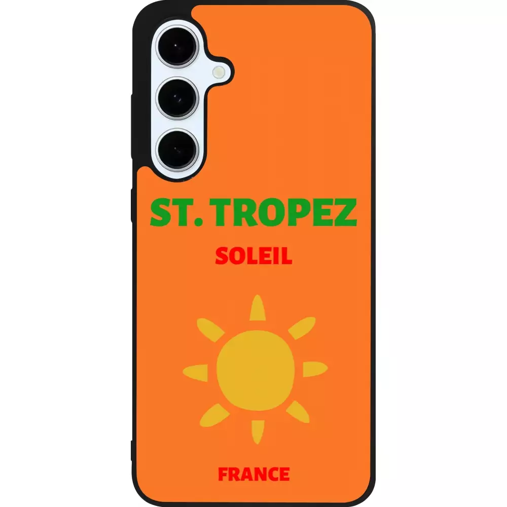 Coque Samsung Galaxy S24 FE - Silicone rigide noir Pop Summer Destination St-Tropez