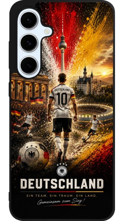 Coque Samsung Galaxy S24 FE - Silicone rigide noir Football Allemagne splash 2026