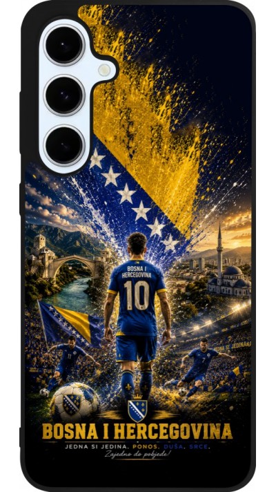 Coque Samsung Galaxy S24 FE - Silicone rigide noir Football Bosnie-Herzégovine splash 2026