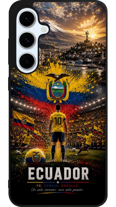 Coque Samsung Galaxy S24 FE - Silicone rigide noir Football Équateur splash 2026