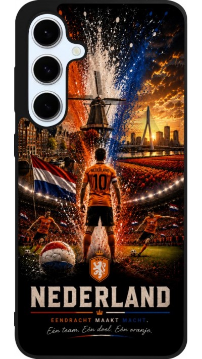 Coque Samsung Galaxy S24 FE - Silicone rigide noir Football Pays-Bas splash 2026