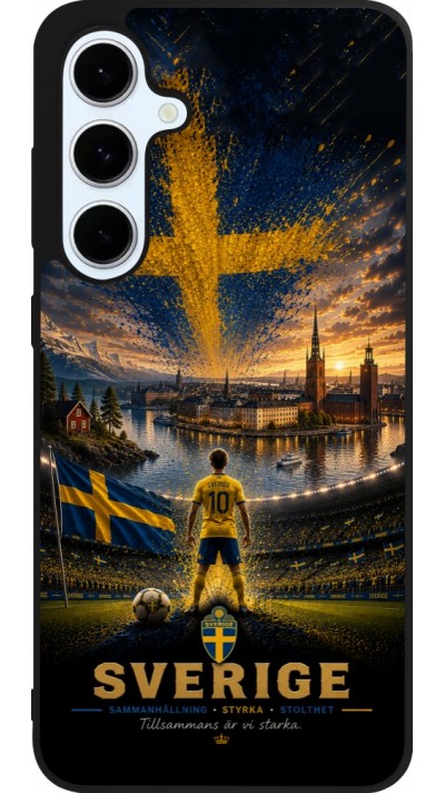 Coque Samsung Galaxy S24 FE - Silicone rigide noir Football Suède splash 2026