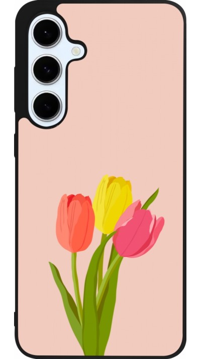 Samsung Galaxy S24 FE Case Hülle - Silikon schwarz Spring 23 tulip trio
