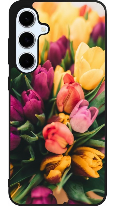 Coque Samsung Galaxy S24 FE - Silicone rigide noir Bouquet of tulips Spring 2026